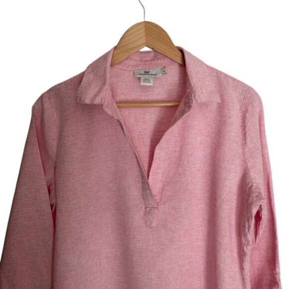 Vineyard Vines Pink & White Linen Blend Tunic Small - Picture 4 of 5